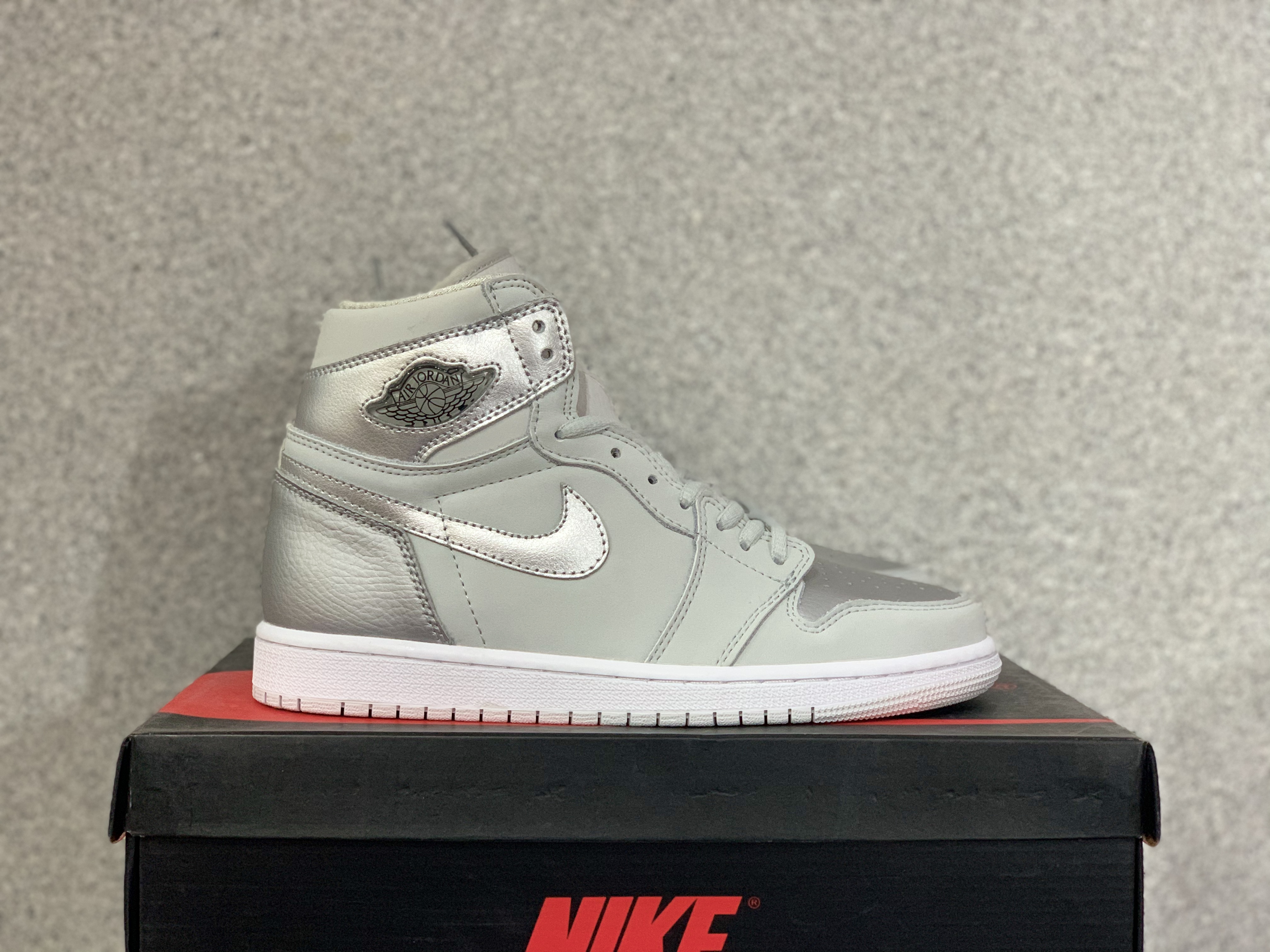 Women 2020 Air Jordan 1 Grey Silver - Click Image to Close